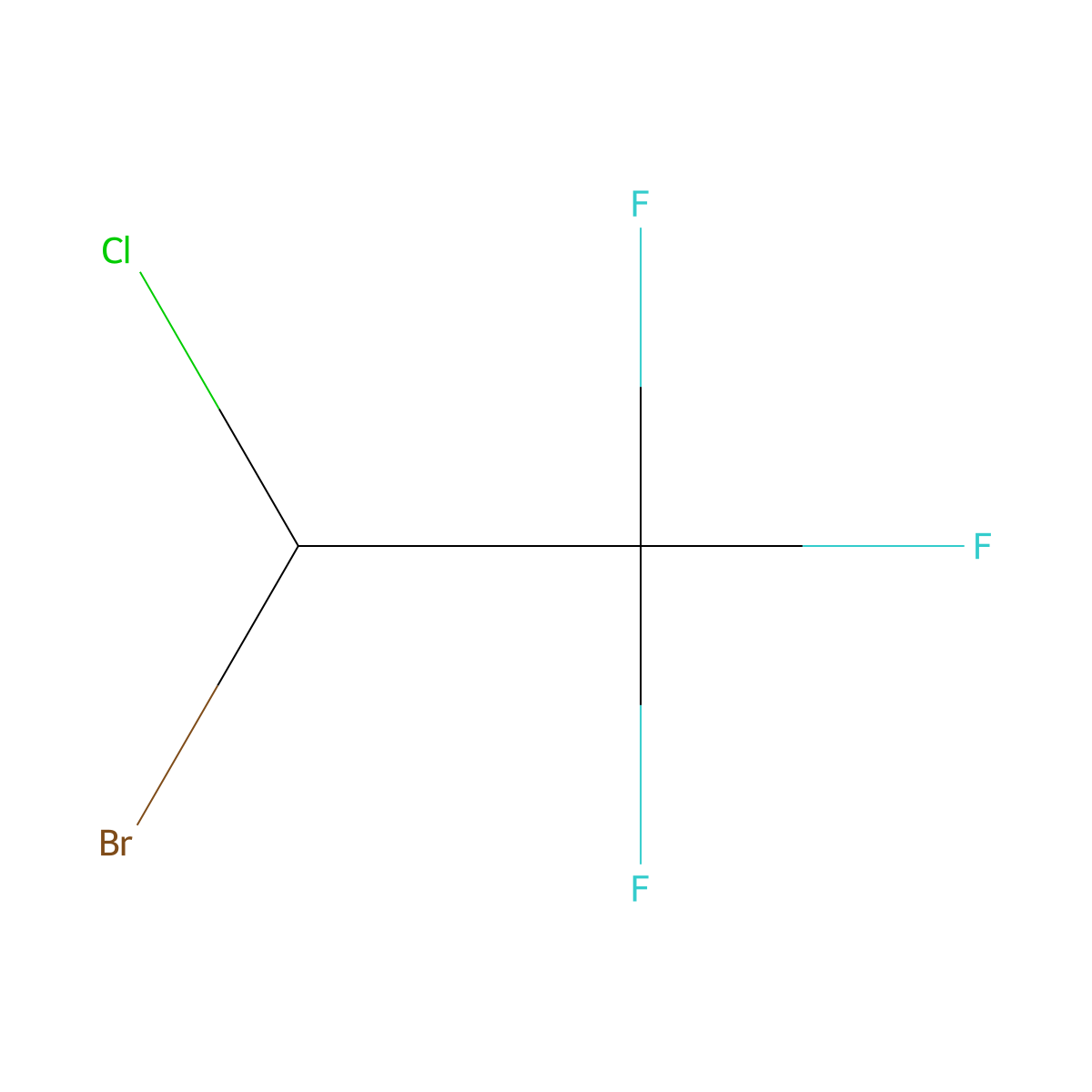 Halothane molecular structure, CAS 151-67-7