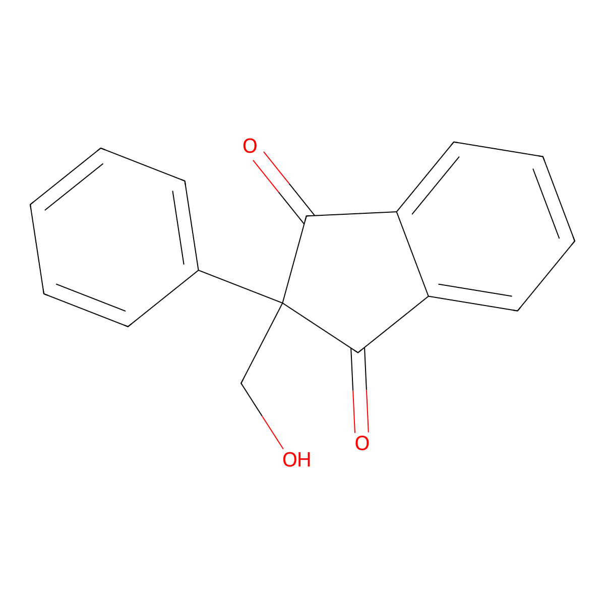 2-(hydroxymethyl)-2-phenyl-1H-indene-1,3(2H)-dione molecular structure, CAS 151-88-2