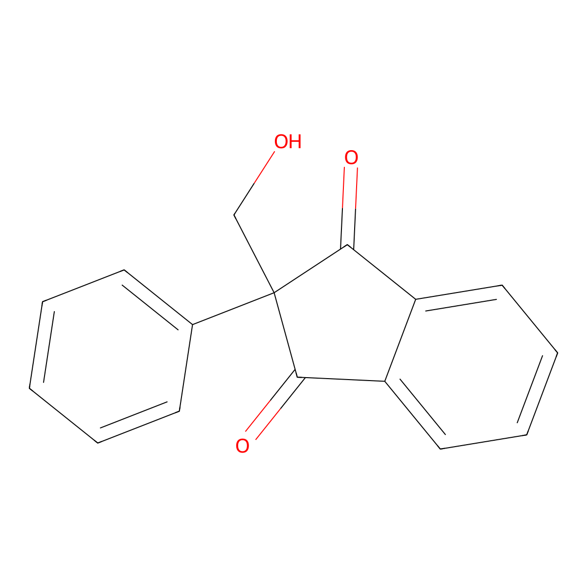 2-(hydroxymethyl)-2-phenyl-1H-indene-1,3(2H)-dione molecular structure, CAS 151-88-2