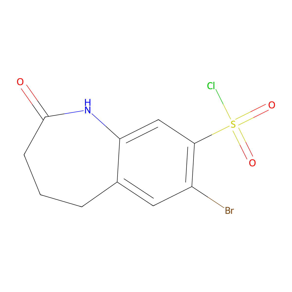 7-bromo-2-oxo-2,3,4,5-tetrahydro-1H-1-benzazepine-8-sulfonyl chloride molecular structure, CAS 1510010-92-0