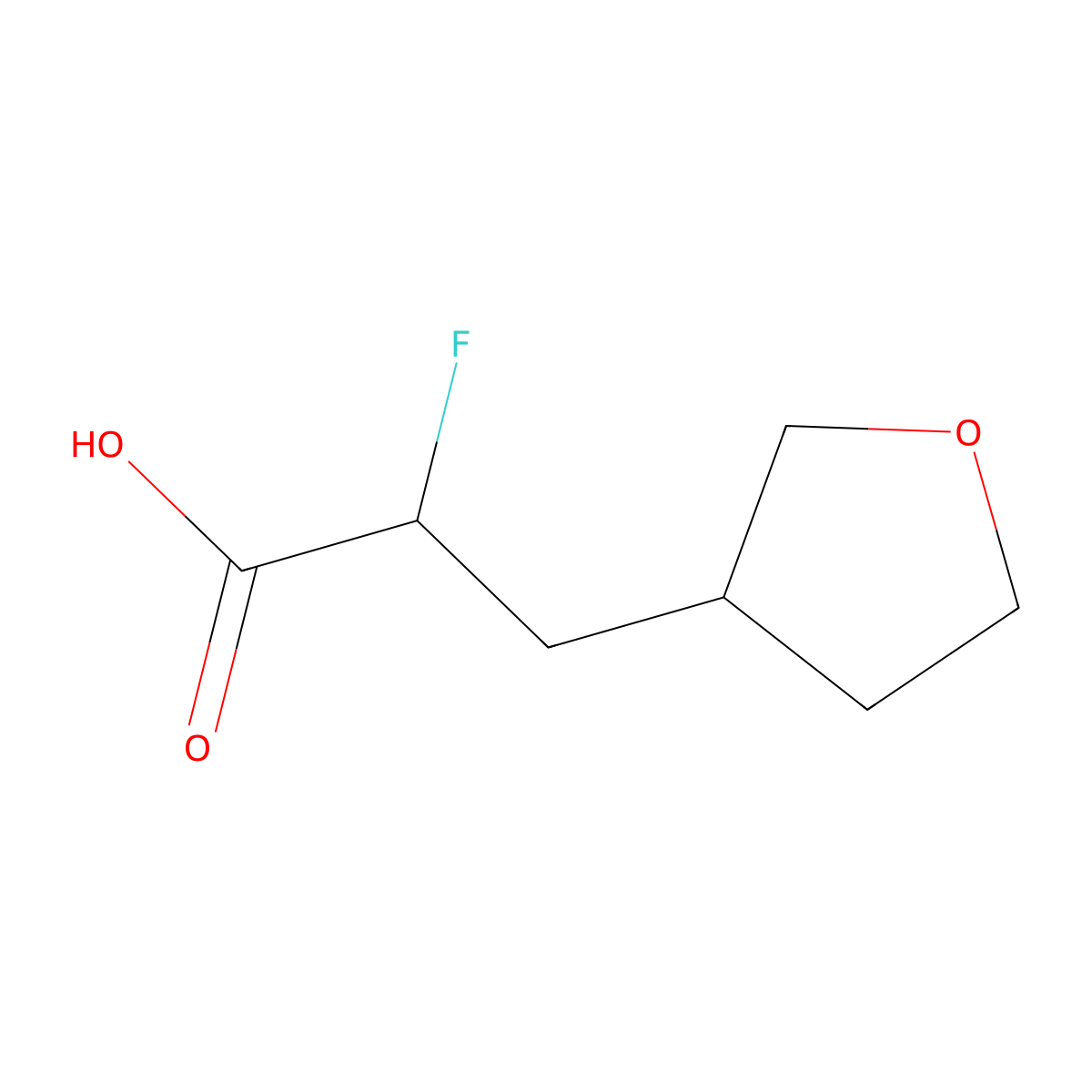 2-Fluoro-3-(oxolan-3-yl)propanoic acid molecular structure, CAS 1510013-78-1