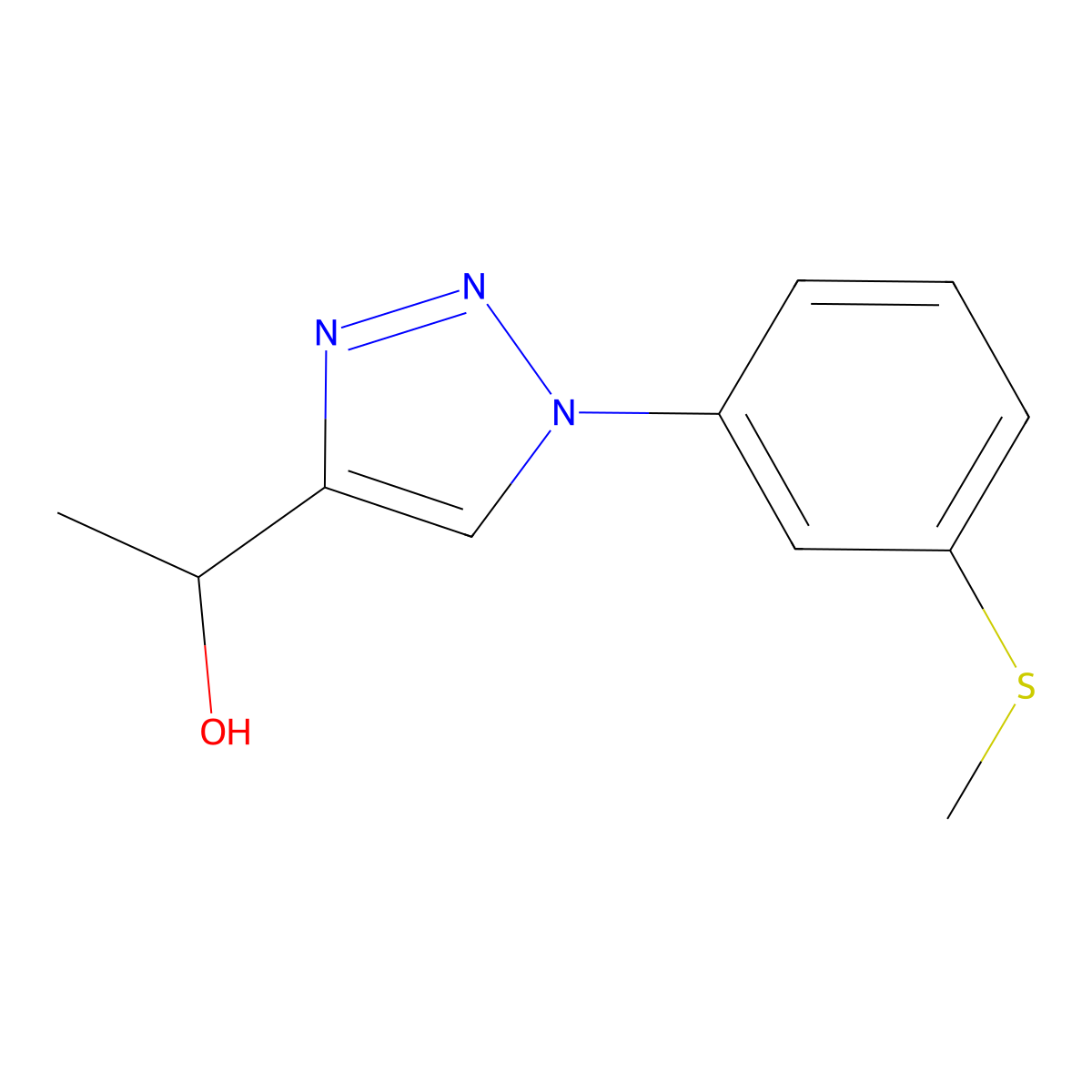 1-{1-[3-(methylsulfanyl)phenyl]-1H-1,2,3-triazol-4-yl}ethan-1-ol molecular structure, CAS 1510028-65-5