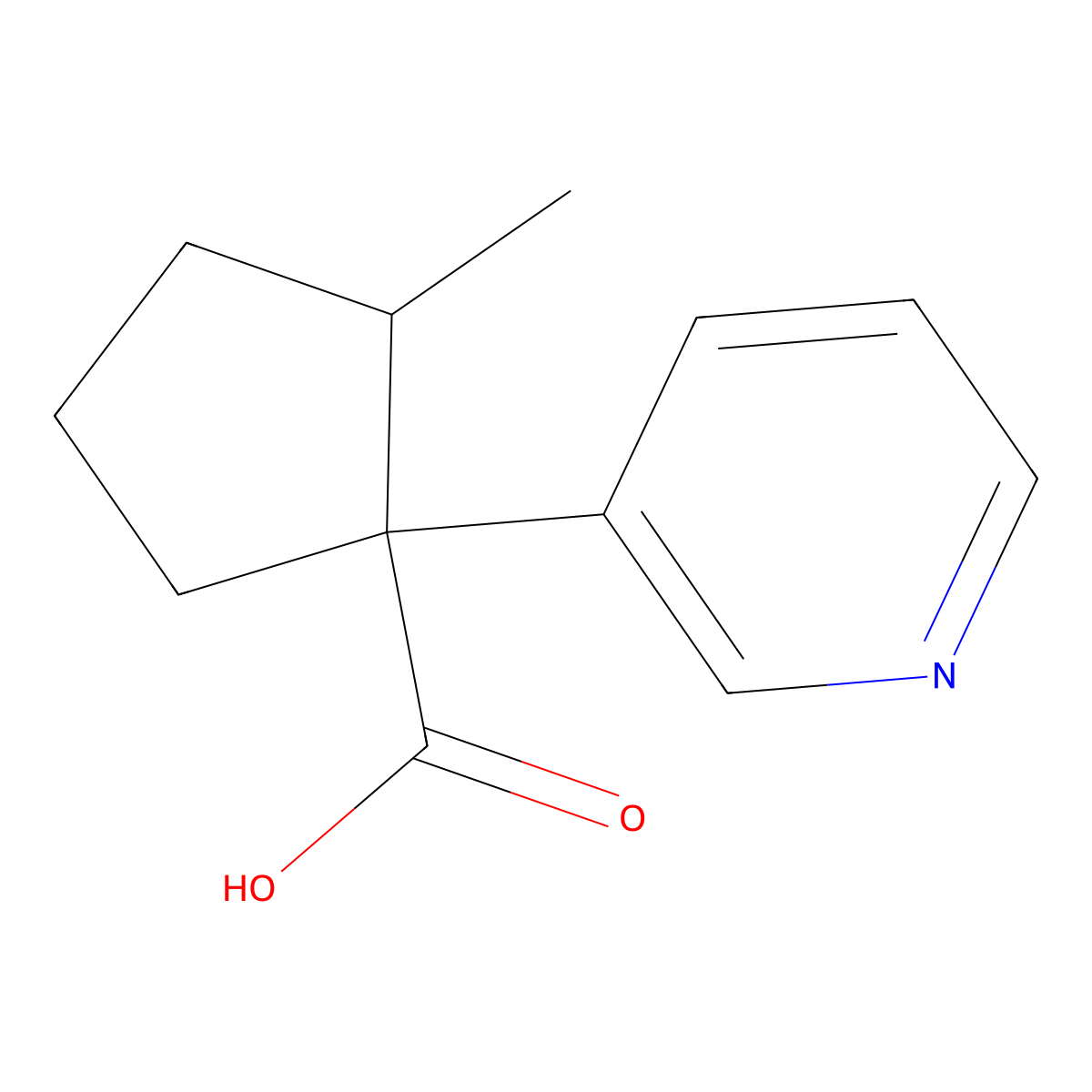 2-Methyl-1-(pyridin-3-yl)cyclopentane-1-carboxylic acid molecular structure, CAS 1510037-07-6