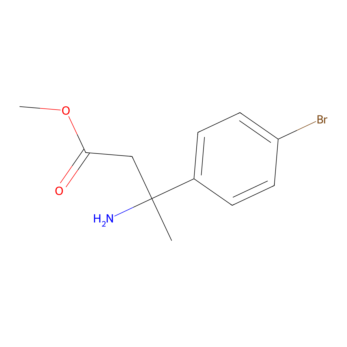 Methyl 3-amino-3-(4-bromophenyl)butanoate molecular structure, CAS 1510070-51-5