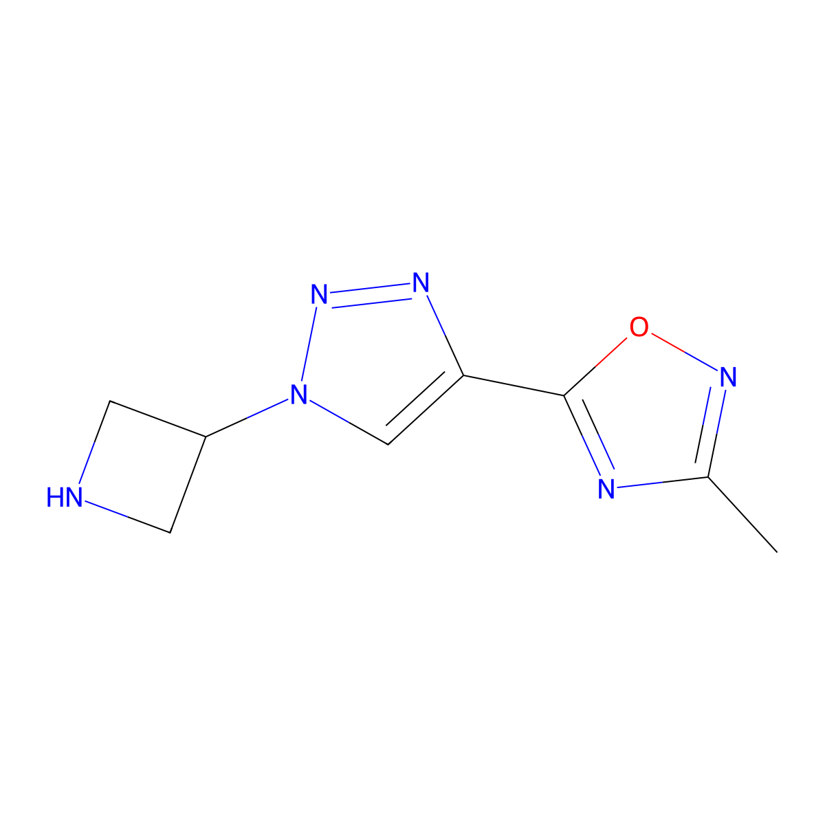 5-(1-(azetidin-3-yl)-1H-1,2,3-triazol-4-yl)-3-methyl-1,2,4-oxadiazole molecular structure, CAS 1510074-55-1
