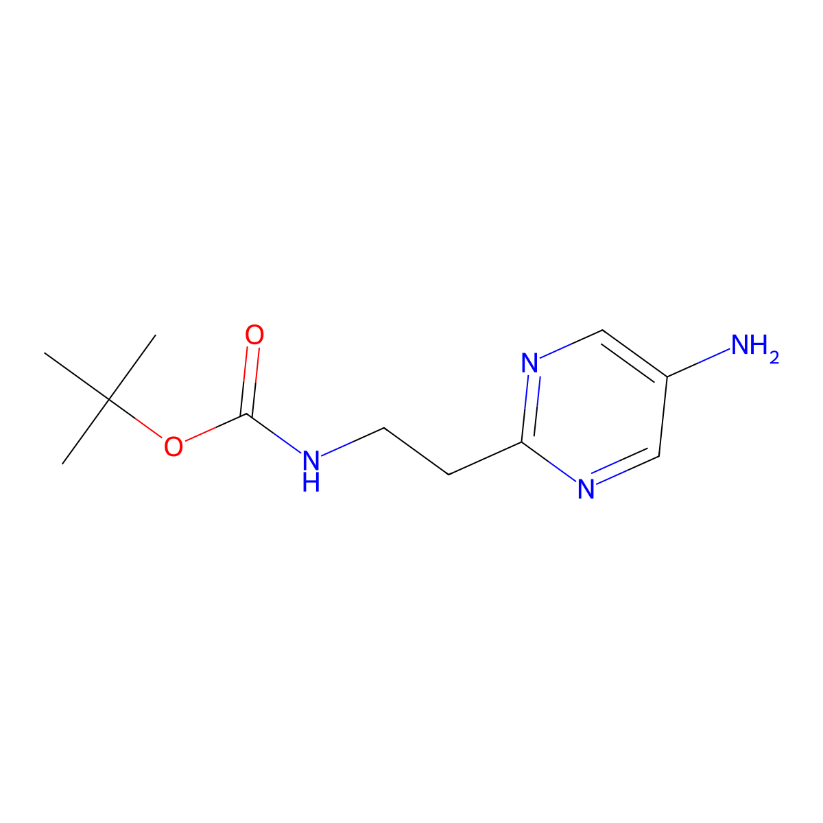 tert-butyl N-[2-(5-aminopyrimidin-2-yl)ethyl]carbamate molecular structure, CAS 1510075-62-3