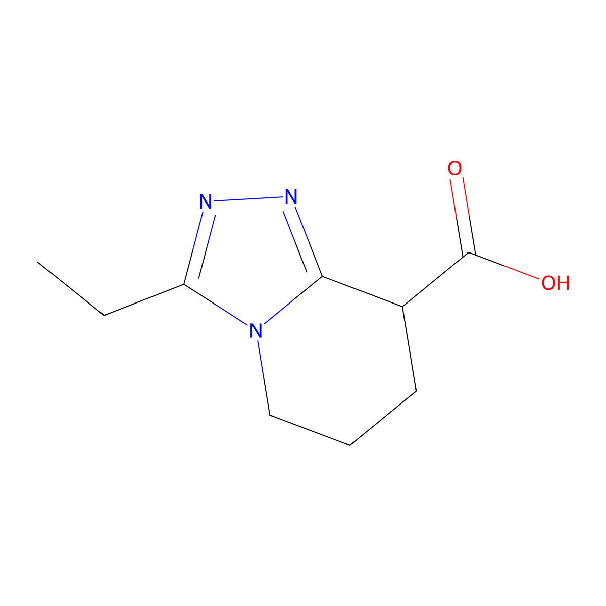 3-ethyl-5H,6H,7H,8H-[1,2,4]triazolo[4,3-a]pyridine-8-carboxylic acid molecular structure, CAS 1510084-74-8
