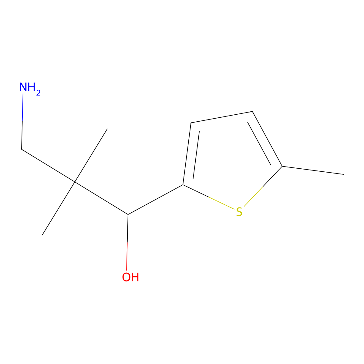 3-Amino-2,2-dimethyl-1-(5-methylthiophen-2-yl)propan-1-ol molecular structure, CAS 1510089-05-0