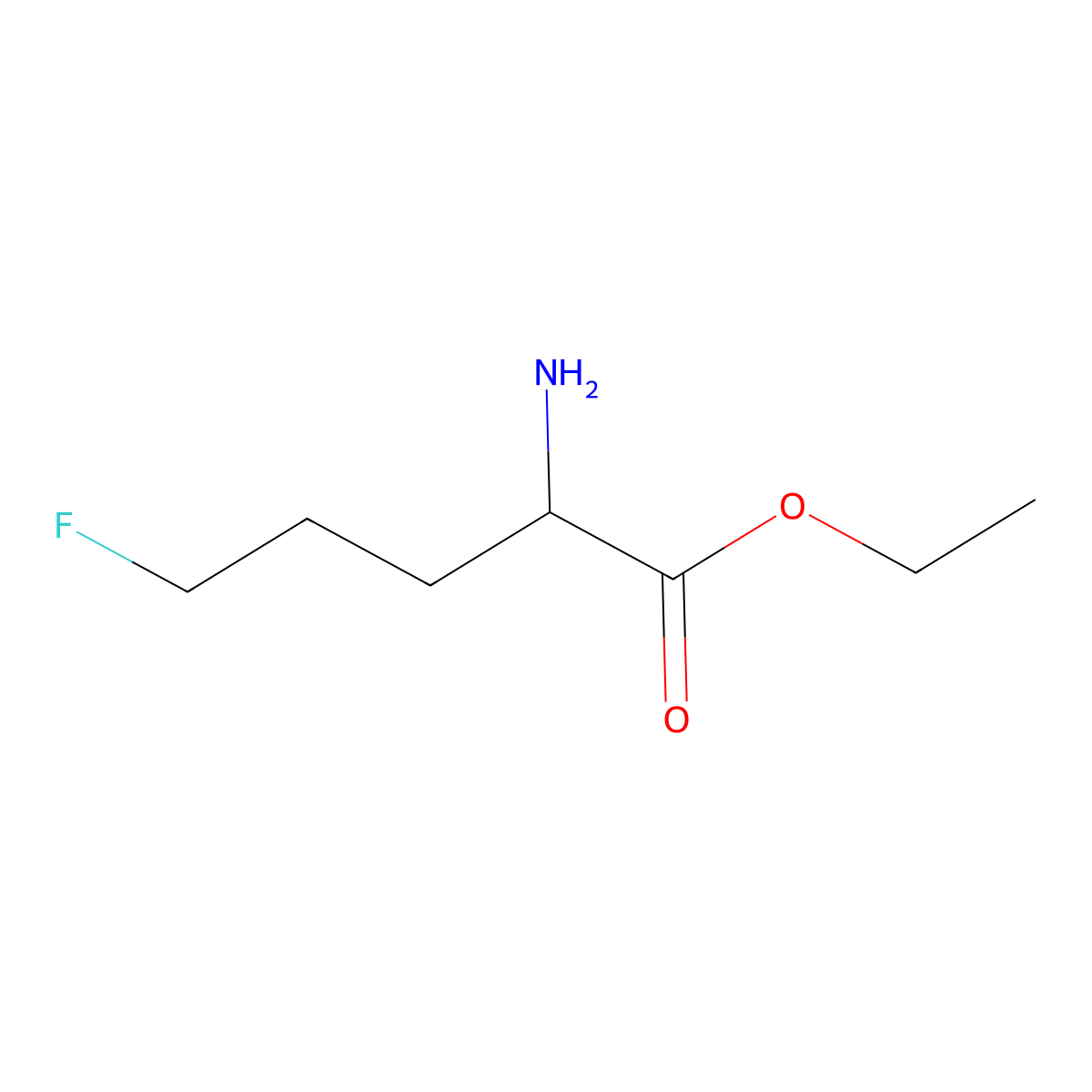 Ethyl 2-amino-5-fluoropentanoate molecular structure, CAS 1510090-48-8