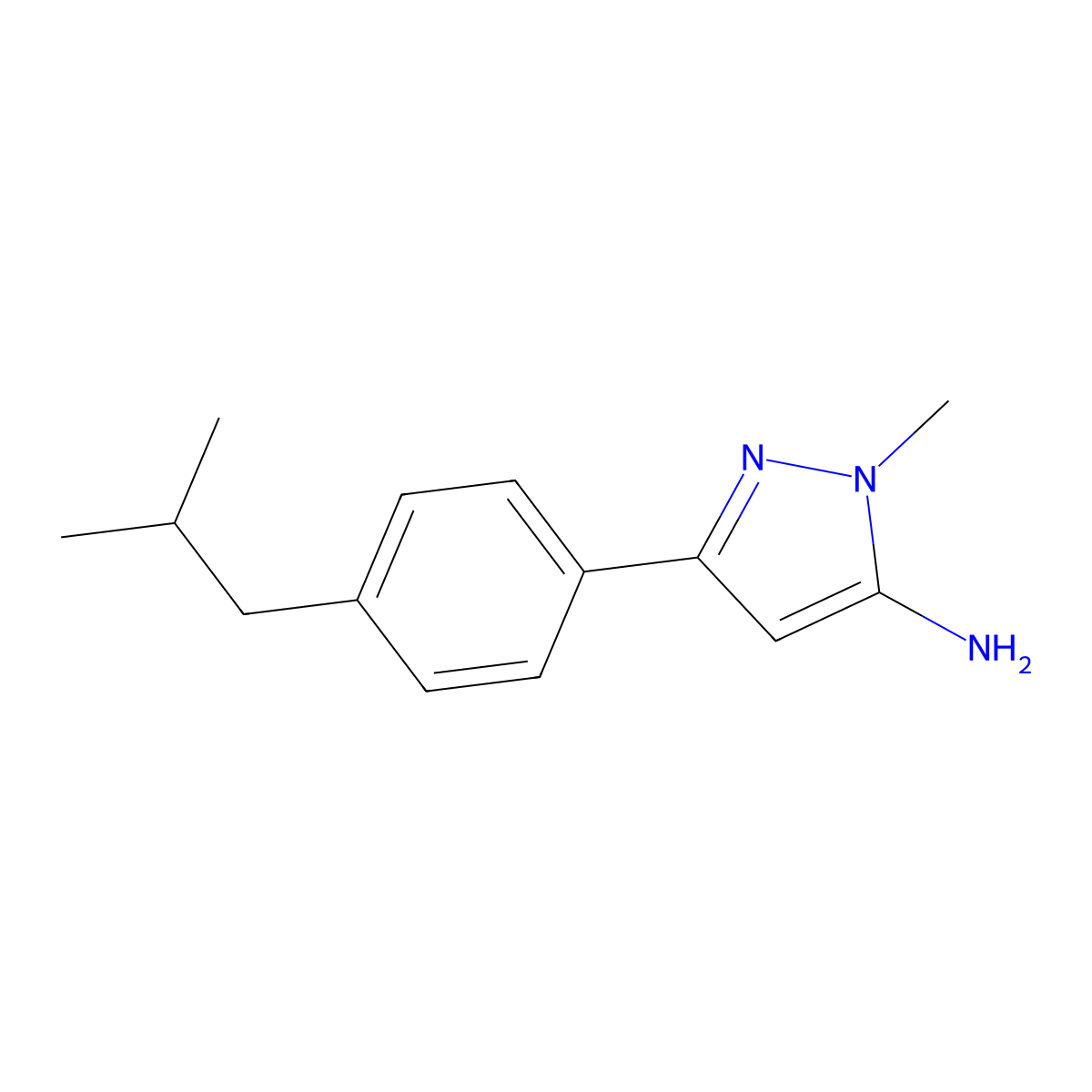 1-Methyl-3-[4-(2-methylpropyl)phenyl]-1h-pyrazol-5-amine molecular structure, CAS 1510117-59-5