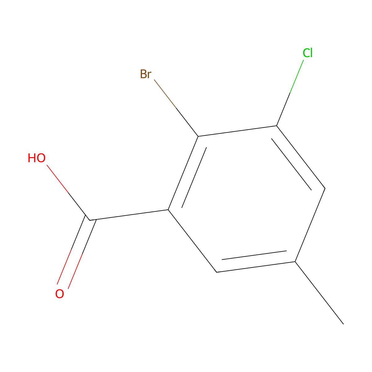 2-Bromo-3-chloro-5-methylbenzoic acid molecular structure, CAS 1510148-27-2