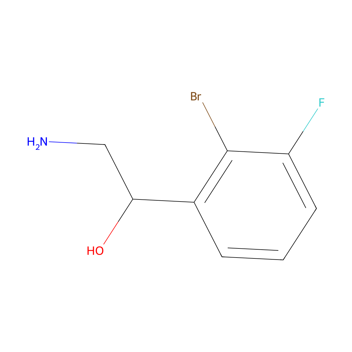 2-Amino-1-(2-bromo-3-fluorophenyl)ethan-1-ol molecular structure, CAS 1510150-89-6