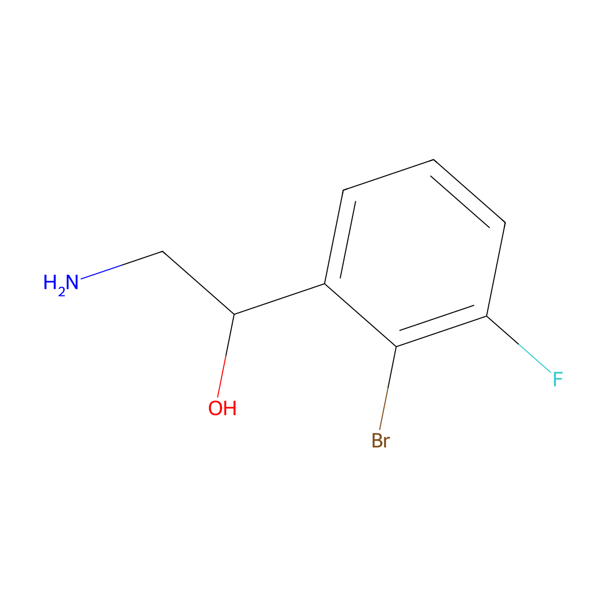 2-Amino-1-(2-bromo-3-fluorophenyl)ethan-1-ol molecular structure, CAS 1510150-89-6