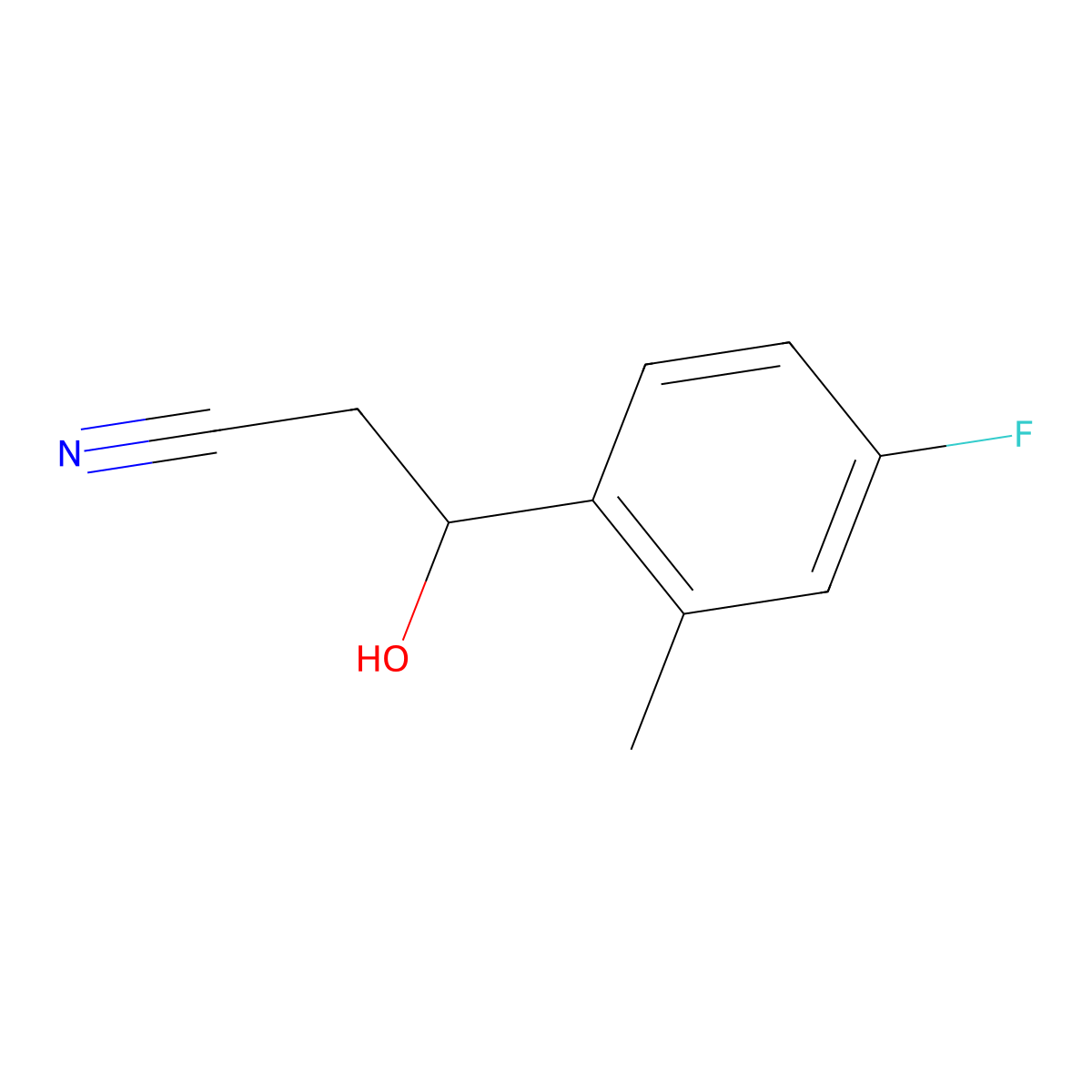 3-(4-Fluoro-2-methylphenyl)-3-hydroxypropanenitrile molecular structure, CAS 1510168-67-8