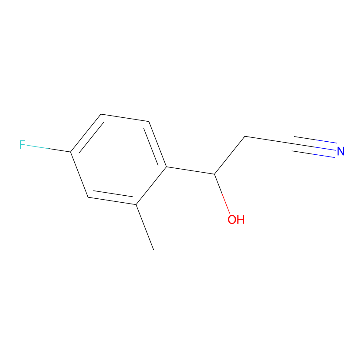 3-(4-Fluoro-2-methylphenyl)-3-hydroxypropanenitrile molecular structure, CAS 1510168-67-8