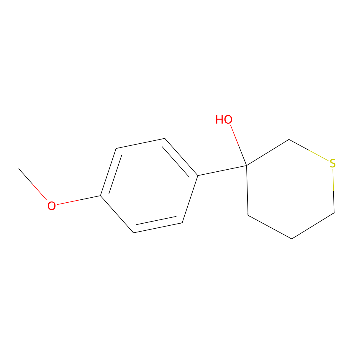 3-(4-Methoxyphenyl)thian-3-ol molecular structure, CAS 1510244-00-4