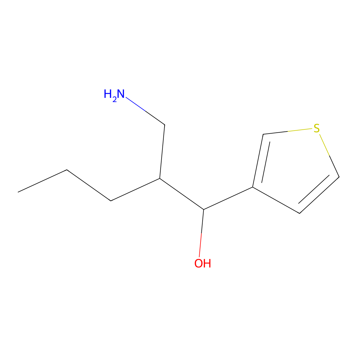 2-(Aminomethyl)-1-(thiophen-3-yl)pentan-1-ol molecular structure, CAS 1510245-67-6