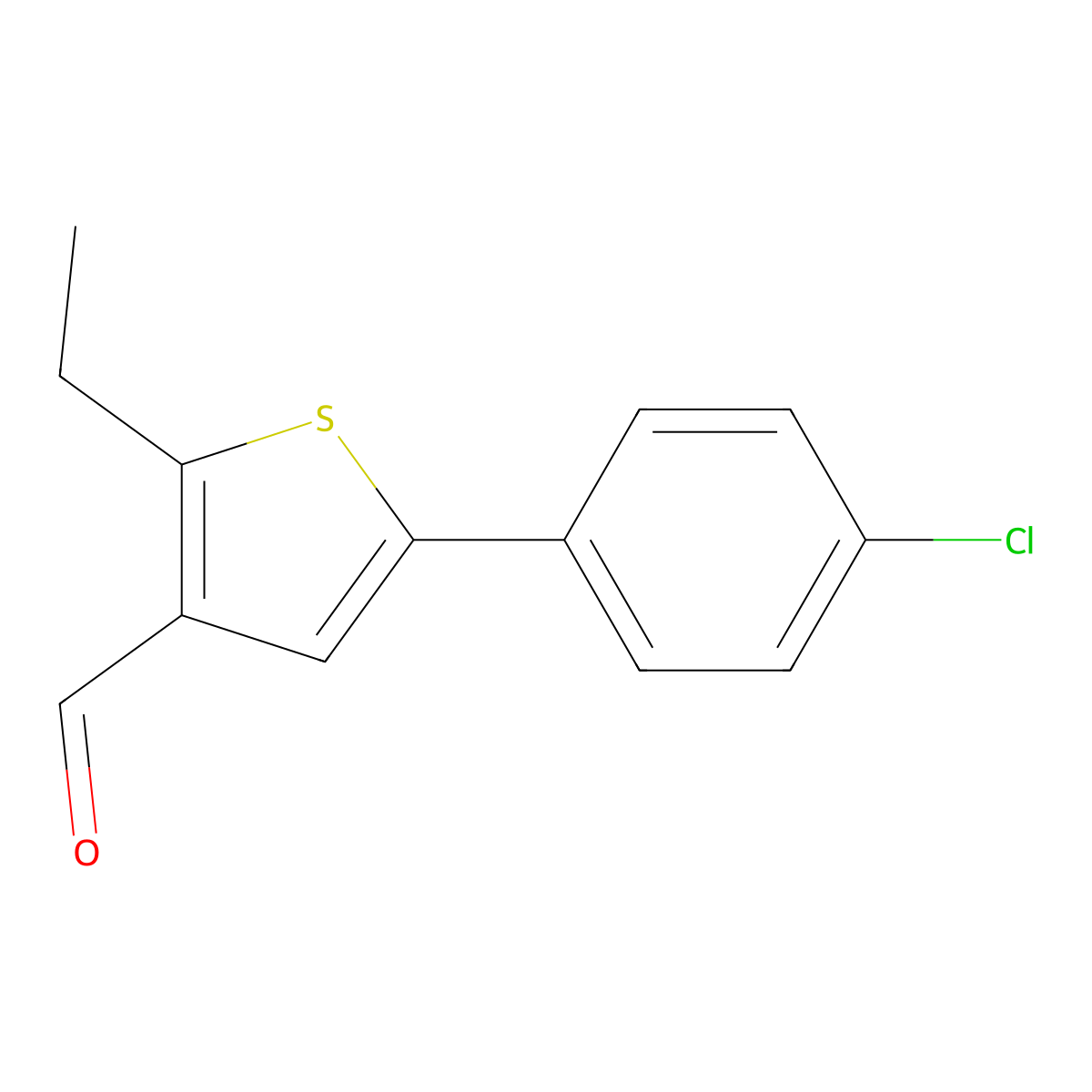 3-Thiophenecarboxaldehyde, 5-(4-chlorophenyl)-2-ethyl- molecular structure, CAS 1510253-72-1