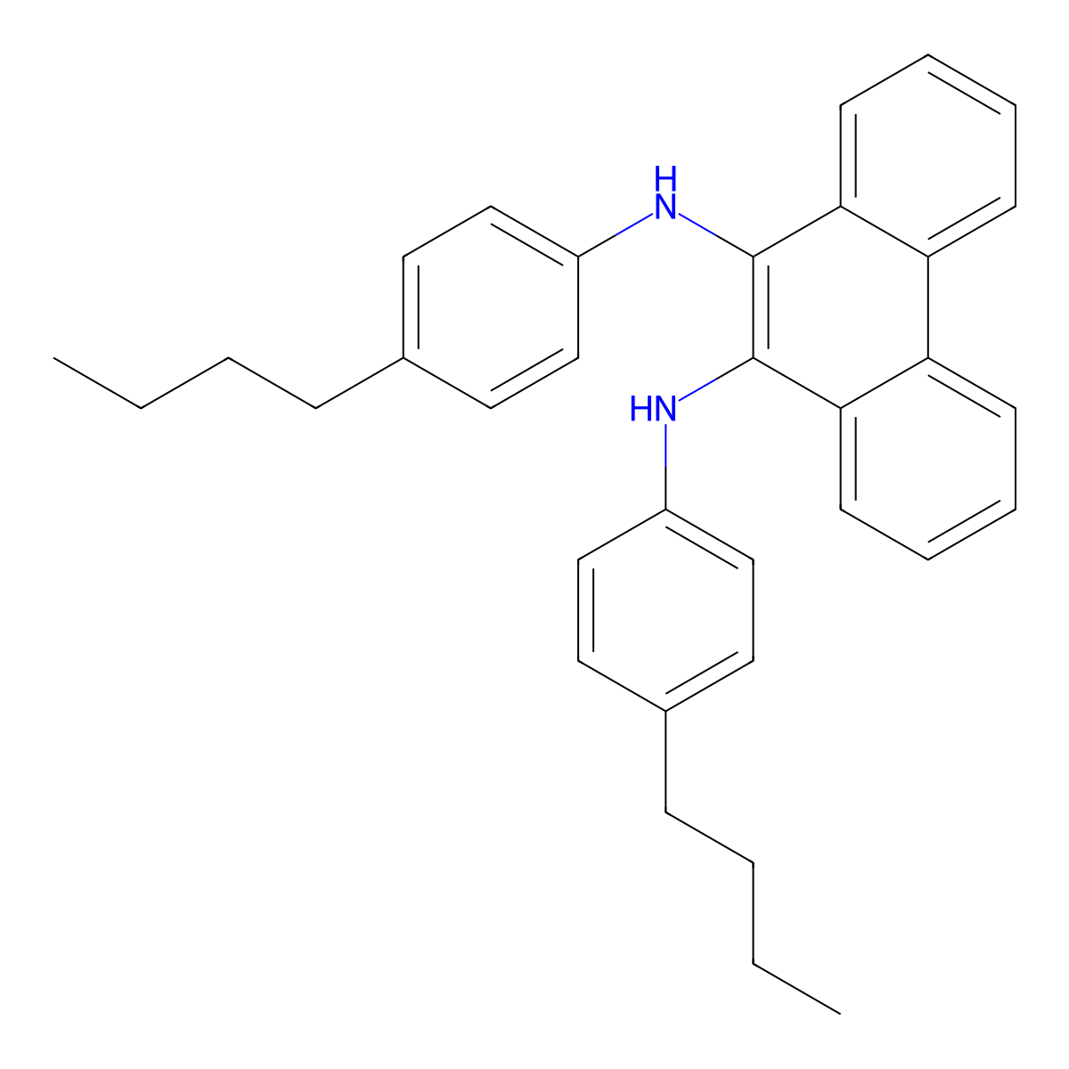 N9,N10-Bis(4-butylphenyl)phenanthrene-9,10-diamine molecular structure, CAS 151026-68-5