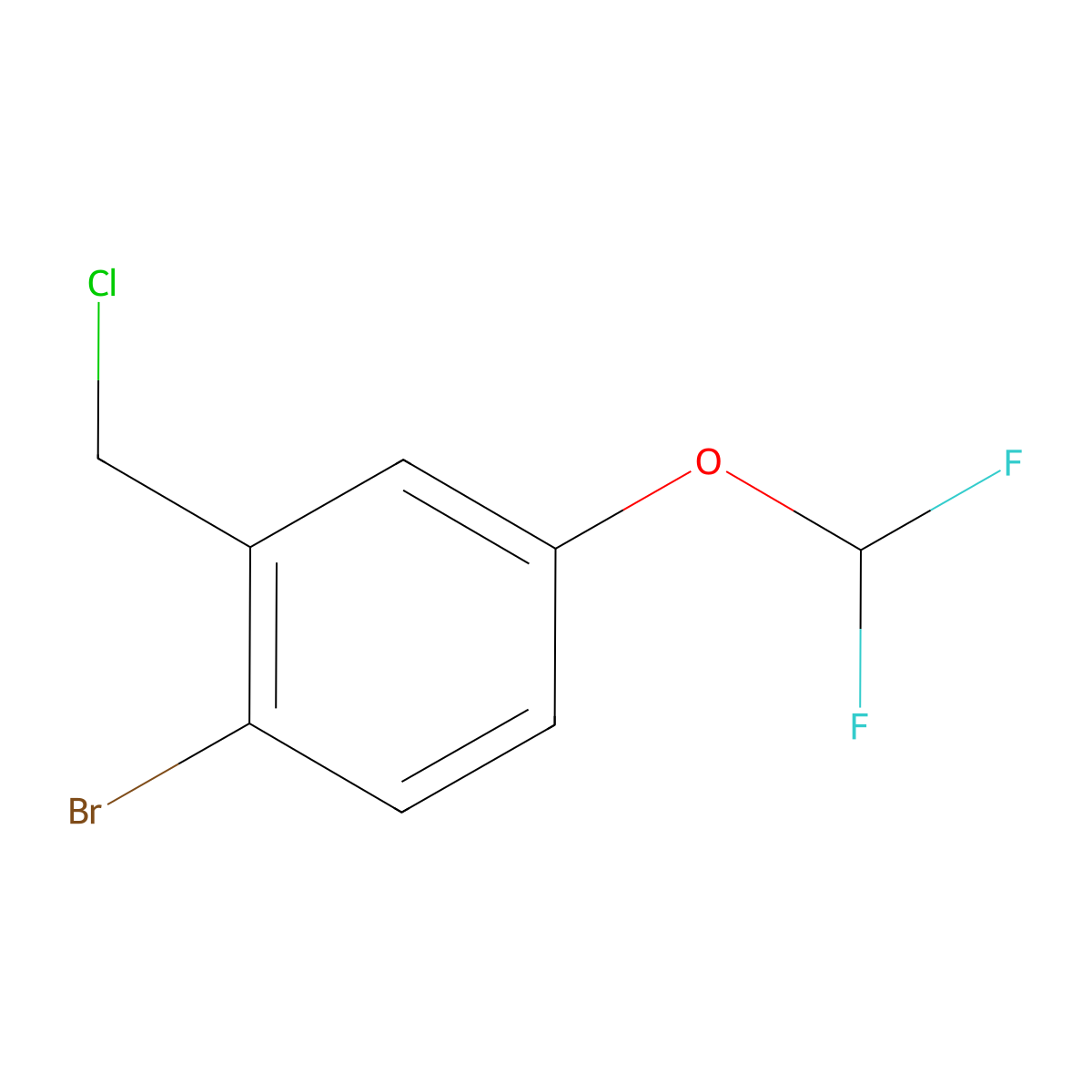 1-Bromo-2-(chloromethyl)-4-(difluoromethoxy)benzene molecular structure, CAS 1510262-04-0