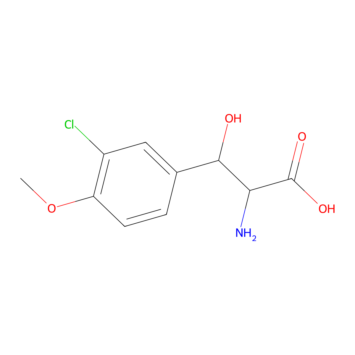 2-Amino-3-(3-chloro-4-methoxyphenyl)-3-hydroxypropanoic acid molecular structure, CAS 1510283-24-5
