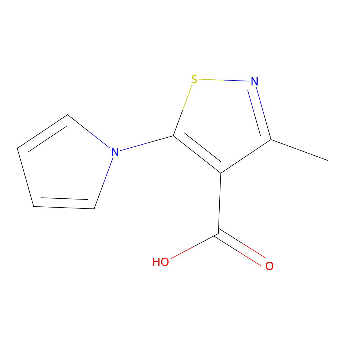 3-methyl-5-(1H-pyrrol-1-yl)-1,2-thiazole-4-carboxylic acid molecular structure, CAS 1510295-73-4