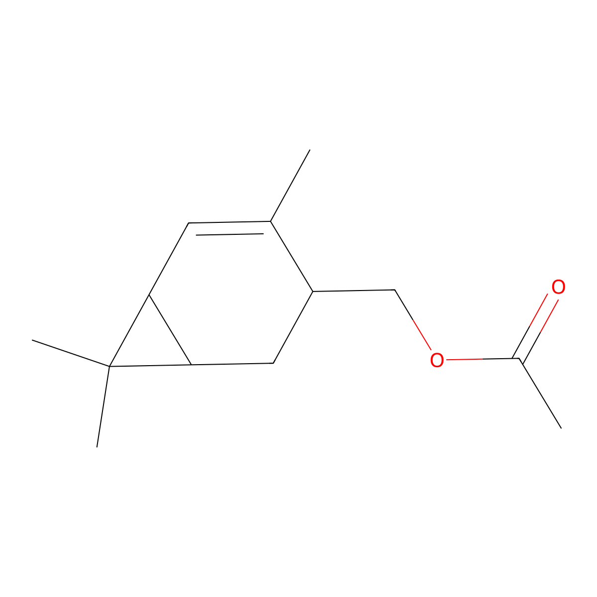Bicyclo[4.1.0]hept-4-ene-3-methanol, 4,7,7-trimethyl-, 3-acetate molecular structure, CAS 15103-33-0