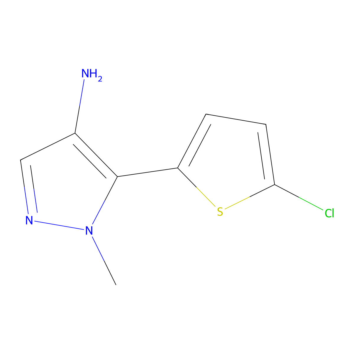 5-(5-Chlorothiophen-2-YL)-1-methyl-1H-pyrazol-4-amine molecular structure, CAS 1510312-28-3