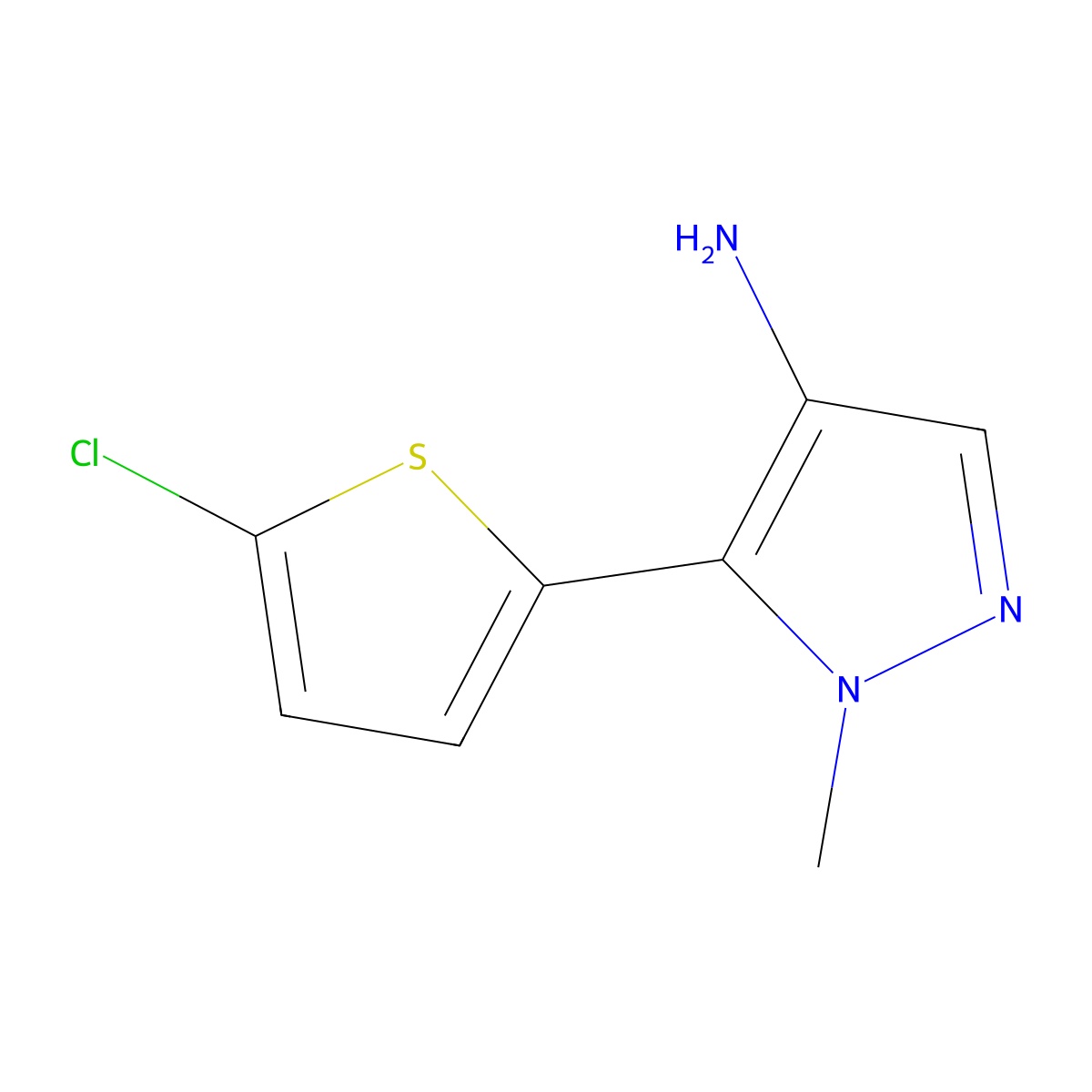 5-(5-Chlorothiophen-2-YL)-1-methyl-1H-pyrazol-4-amine molecular structure, CAS 1510312-28-3