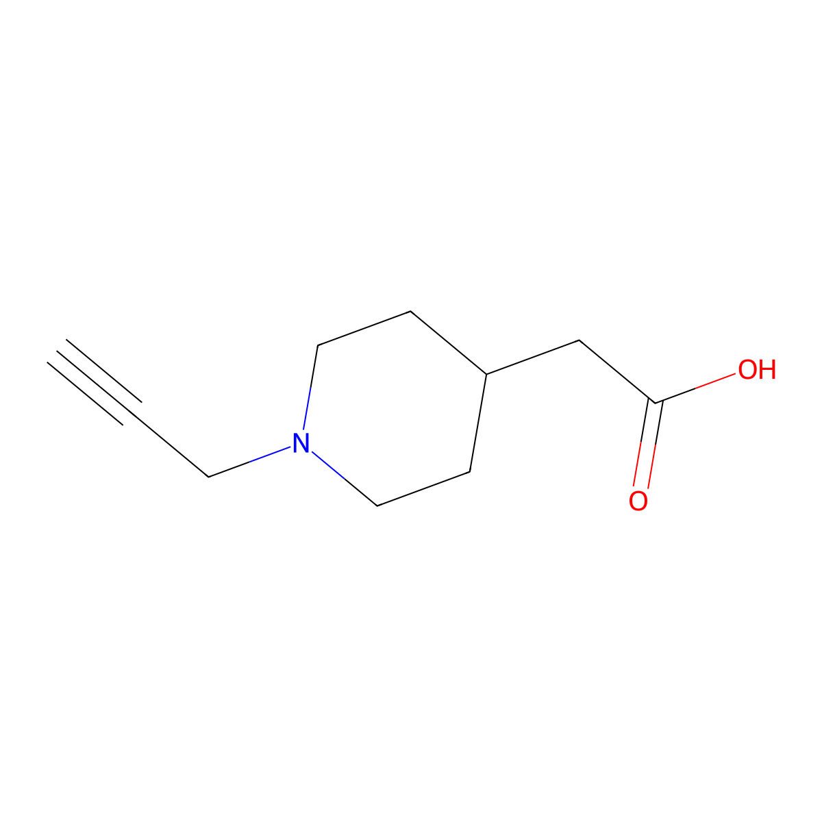2-(1-(Prop-2-yn-1-yl)piperidin-4-yl)acetic acid molecular structure, CAS 1510315-60-2