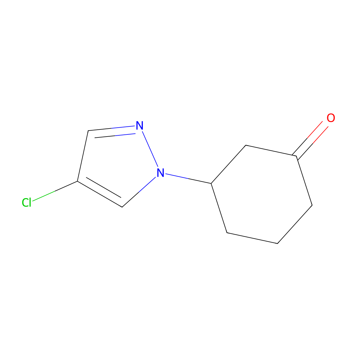 3-(4-chloro-1H-pyrazol-1-yl)cyclohexan-1-one molecular structure, CAS 1510319-14-8