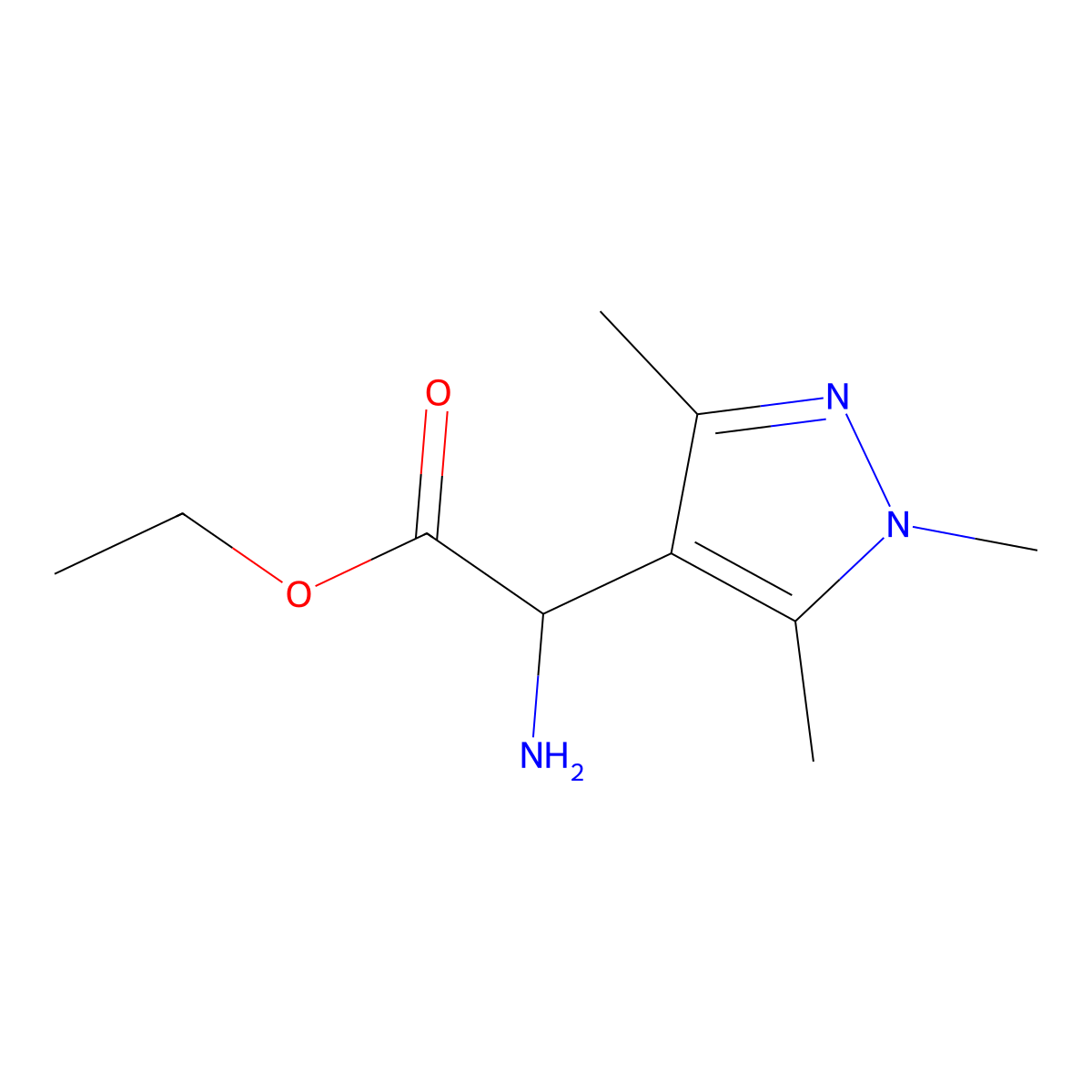 ethyl 2-amino-2-(trimethyl-1H-pyrazol-4-yl)acetate molecular structure, CAS 1510320-74-7