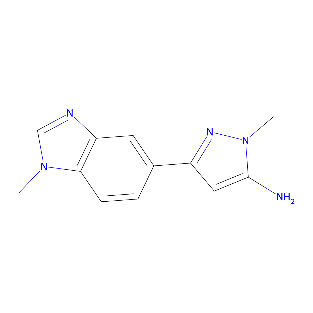1-methyl-3-(1-methyl-1H-1,3-benzodiazol-5-yl)-1H-pyrazol-5-amine molecular structure, CAS 1510323-11-1