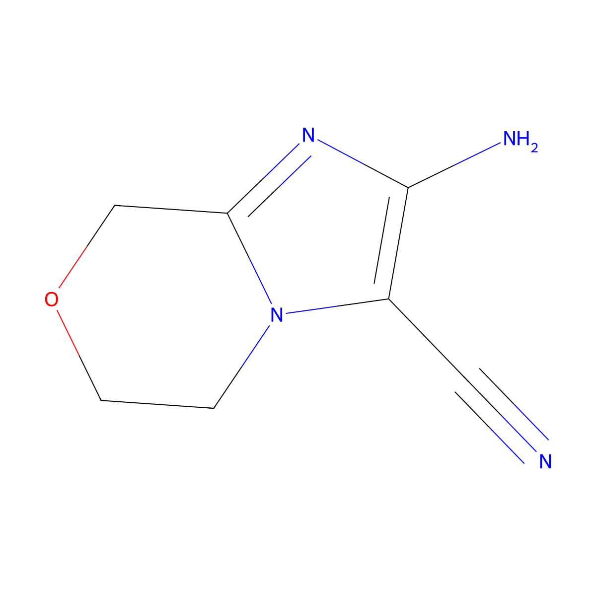 2-amino-5H,6H,8H-imidazo[2,1-c][1,4]oxazine-3-carbonitrile molecular structure, CAS 1510337-54-8