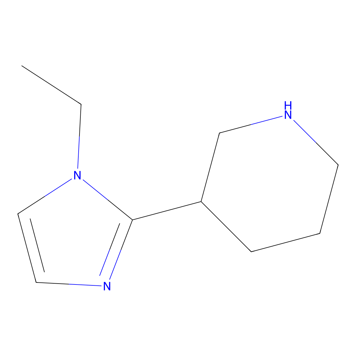 3-(1-ethyl-1H-imidazol-2-yl)piperidine molecular structure, CAS 1510344-95-2