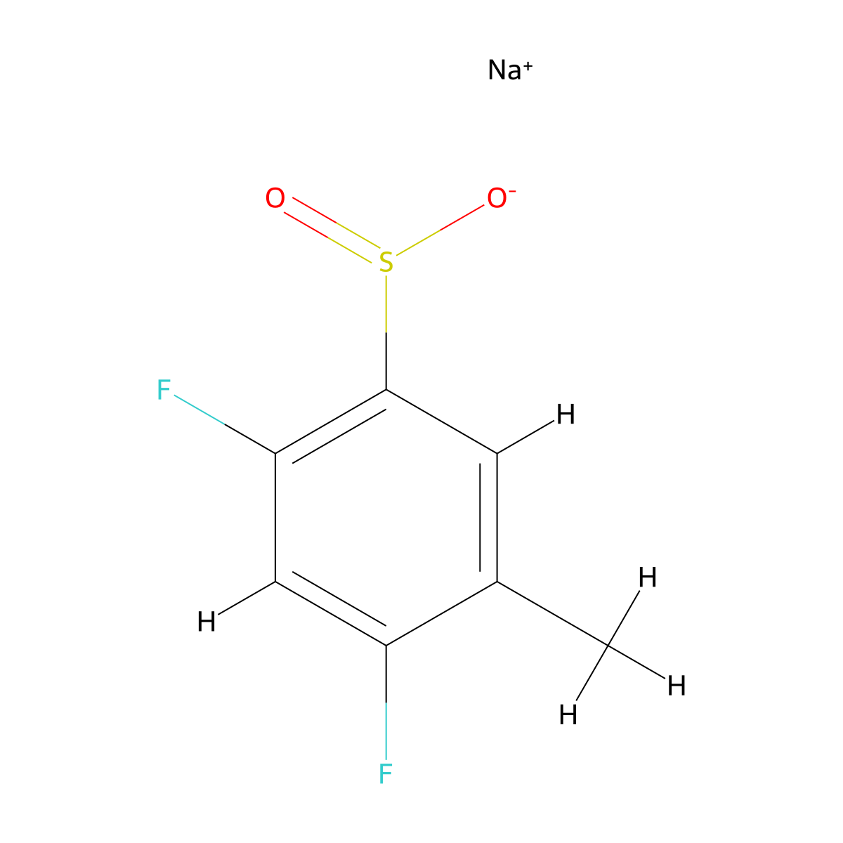 Sodium 2,4-difluoro-5-methylbenzene-1-sulfinate molecular structure, CAS 1510350-83-0