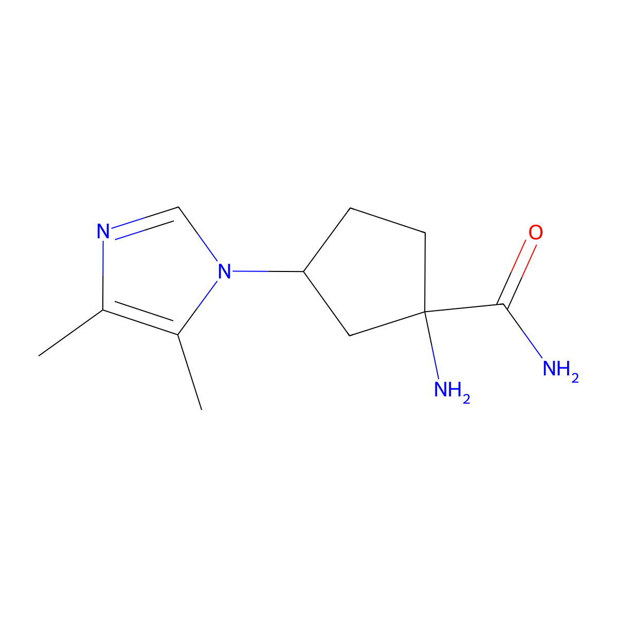 1-Amino-3-(4,5-dimethyl-1h-imidazol-1-yl)cyclopentane-1-carboxamide molecular structure, CAS 1510358-02-7