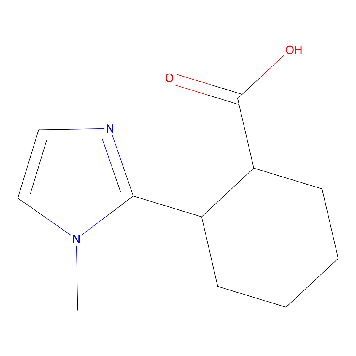 2-(1-methyl-1H-imidazol-2-yl)cyclohexane-1-carboxylic acid molecular structure, CAS 1510363-44-6