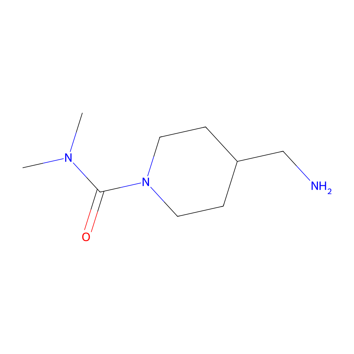 4-(aminomethyl)-N,N-dimethylpiperidine-1-carboxamide molecular structure, CAS 1510365-83-9