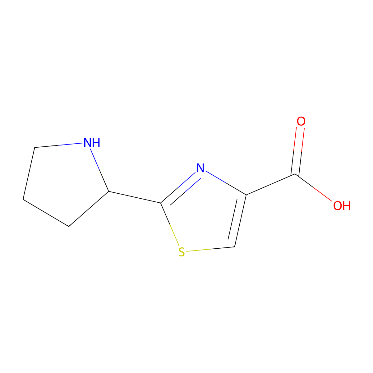 2-(Pyrrolidin-2-yl)-1,3-thiazole-4-carboxylic acid molecular structure, CAS 1510390-83-6
