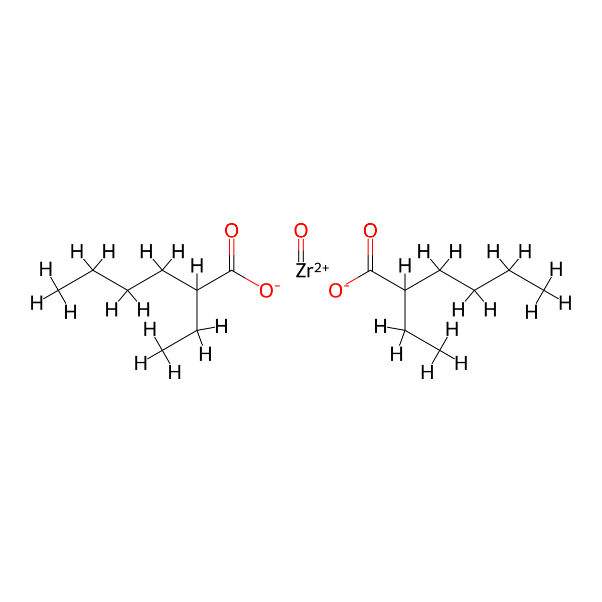 Zirconium bis(2-ethylhexanoate) oxide molecular structure, CAS 15104-99-1