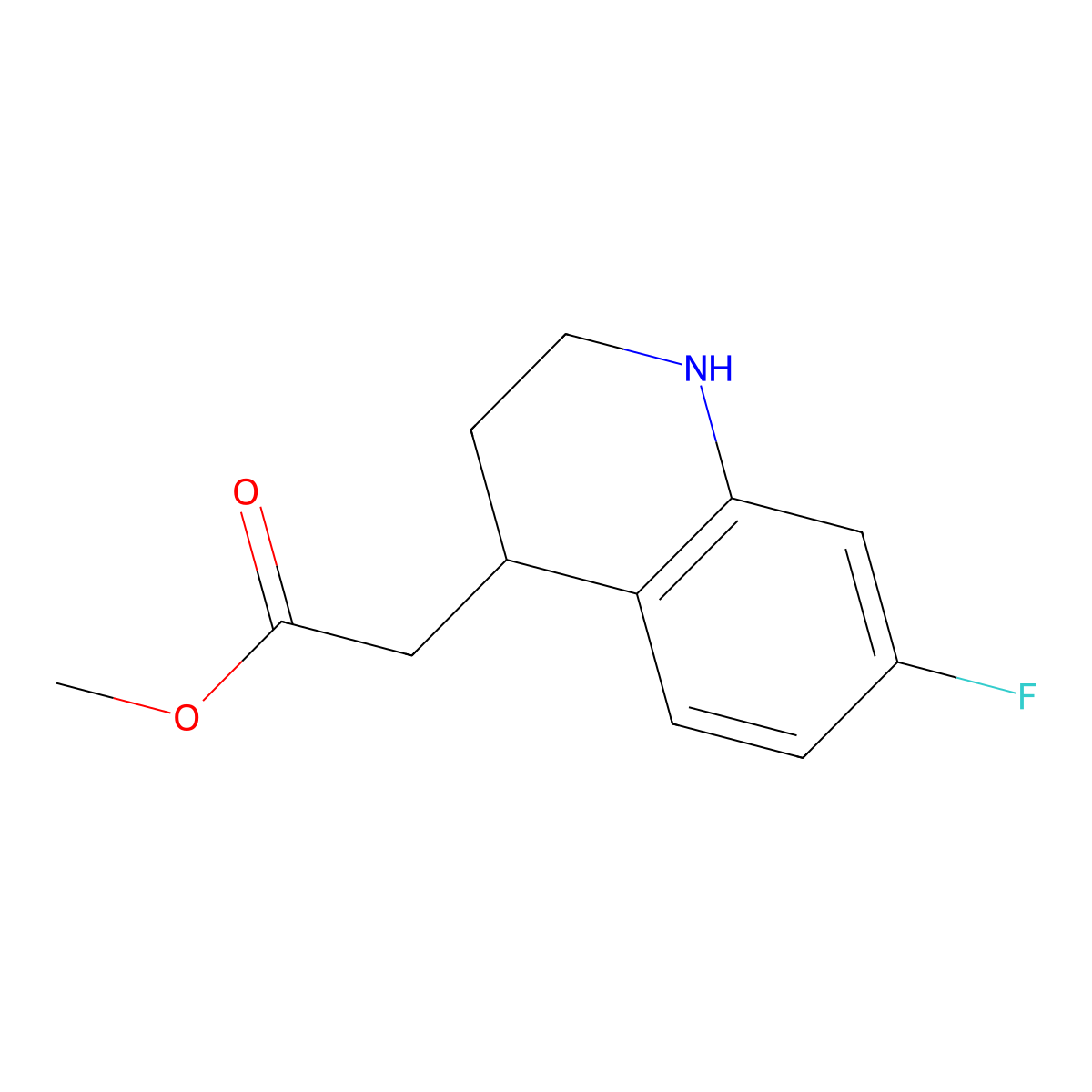 Methyl 2-(7-fluoro-1,2,3,4-tetrahydroquinolin-4-yl)acetate molecular structure, CAS 1510400-50-6