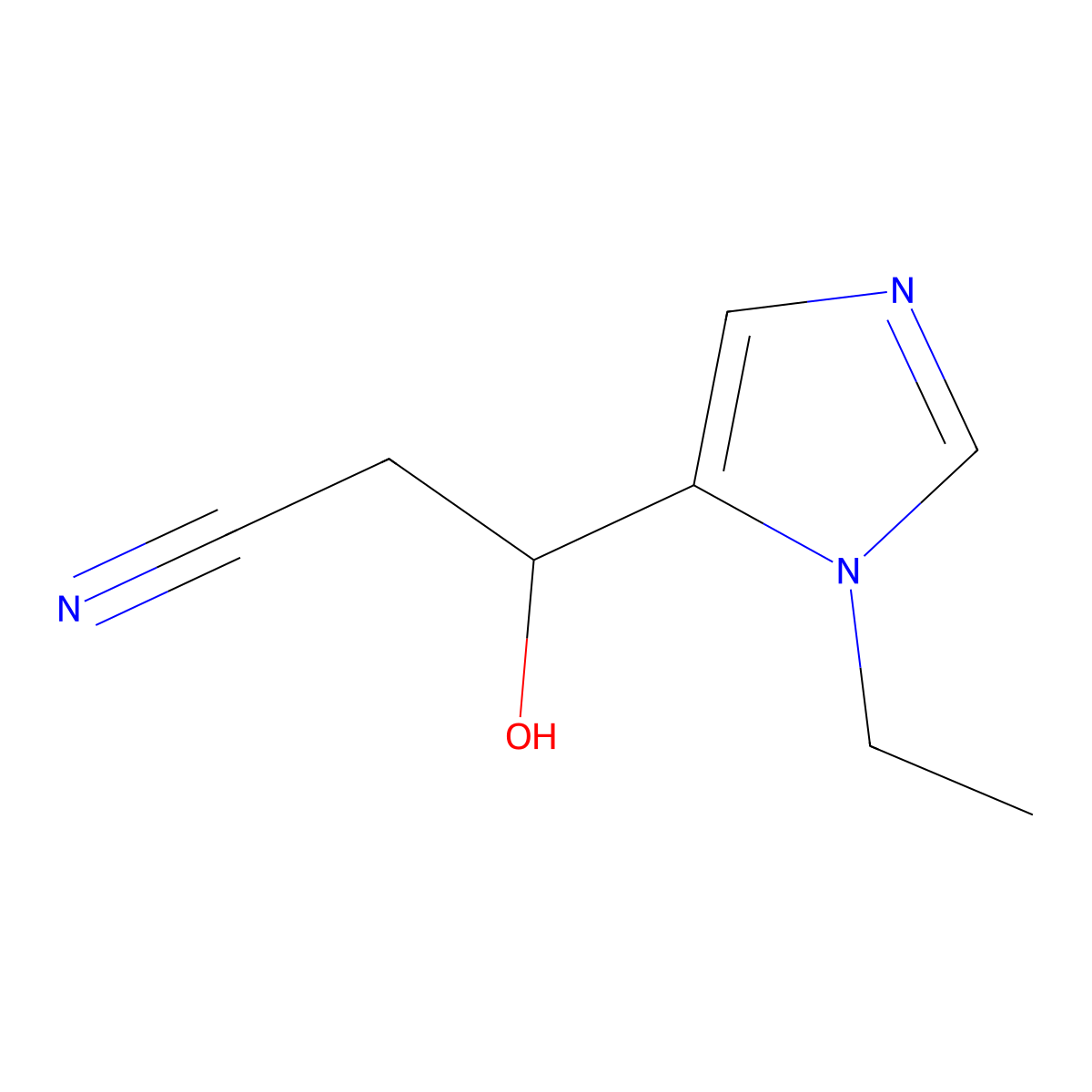 3-(1-ethyl-1H-imidazol-5-yl)-3-hydroxypropanenitrile molecular structure, CAS 1510401-21-4