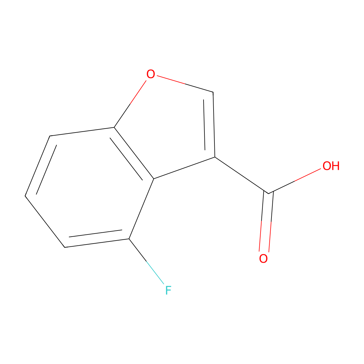 4-Fluoro-1-benzofuran-3-carboxylic acid molecular structure, CAS 1510405-37-4