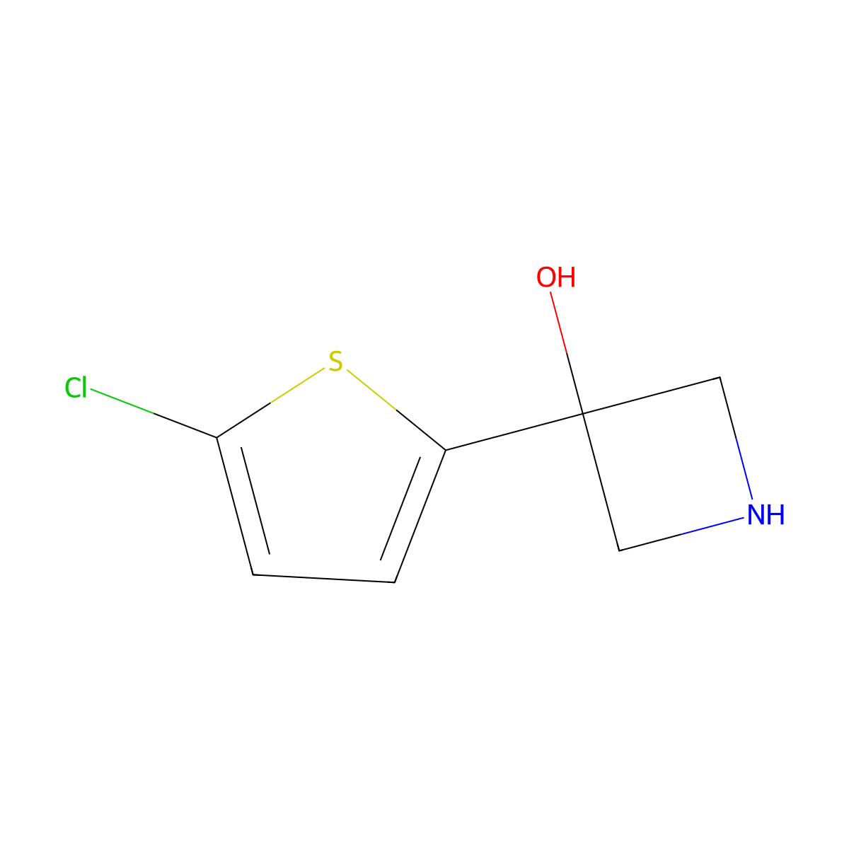 3-(5-Chlorothiophen-2-yl)azetidin-3-ol molecular structure, CAS 1510411-27-4