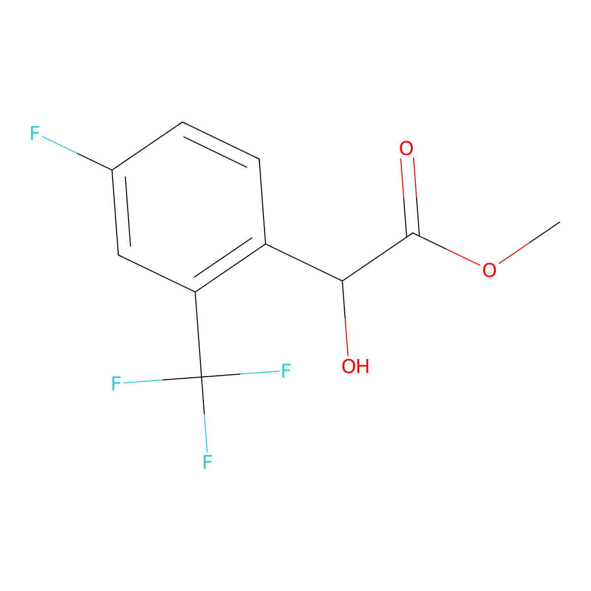 Methyl 2-[4-fluoro-2-(trifluoromethyl)phenyl]-2-hydroxyacetate molecular structure, CAS 1510419-78-9