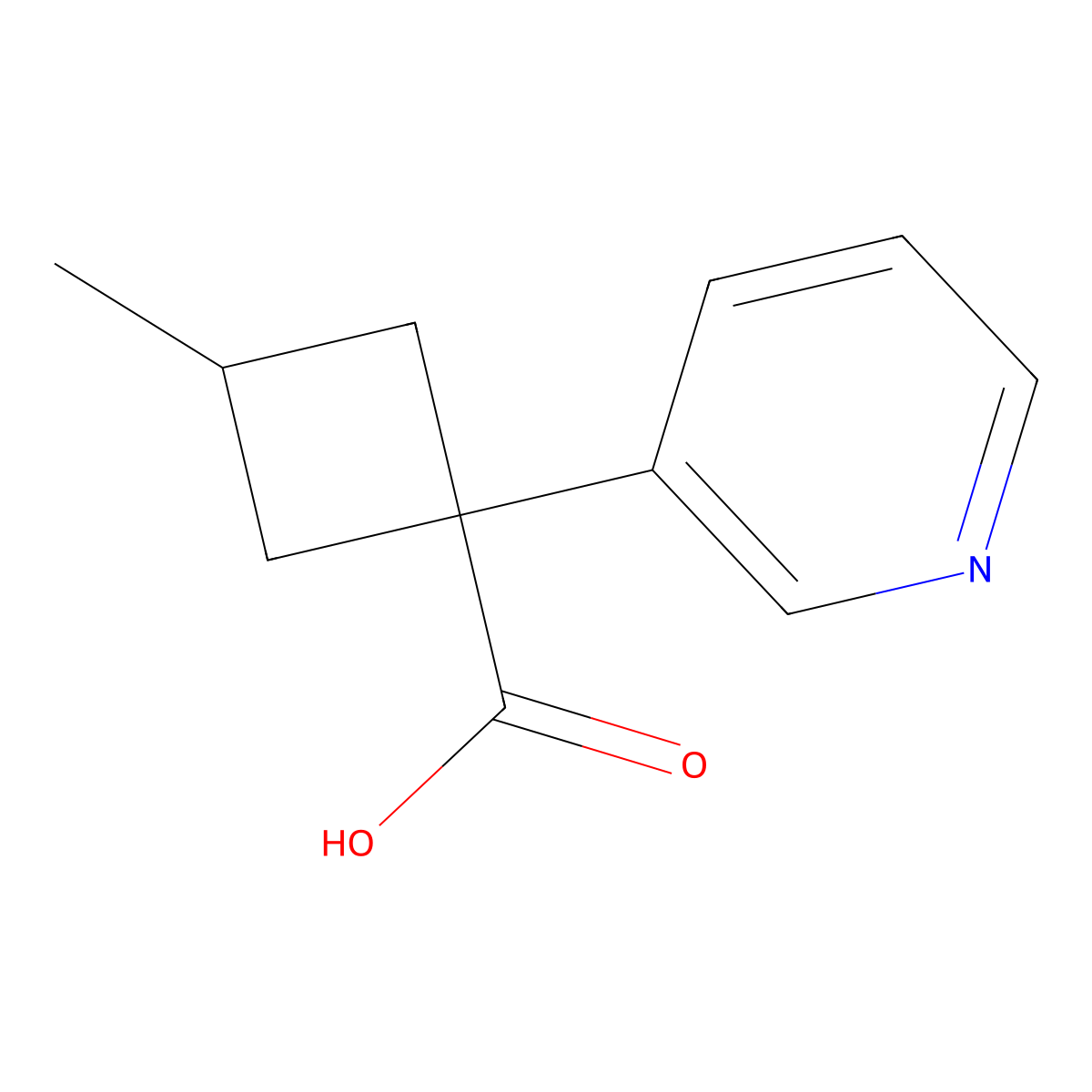 3-Methyl-1-(pyridin-3-yl)cyclobutane-1-carboxylic acid molecular structure, CAS 1510420-56-0