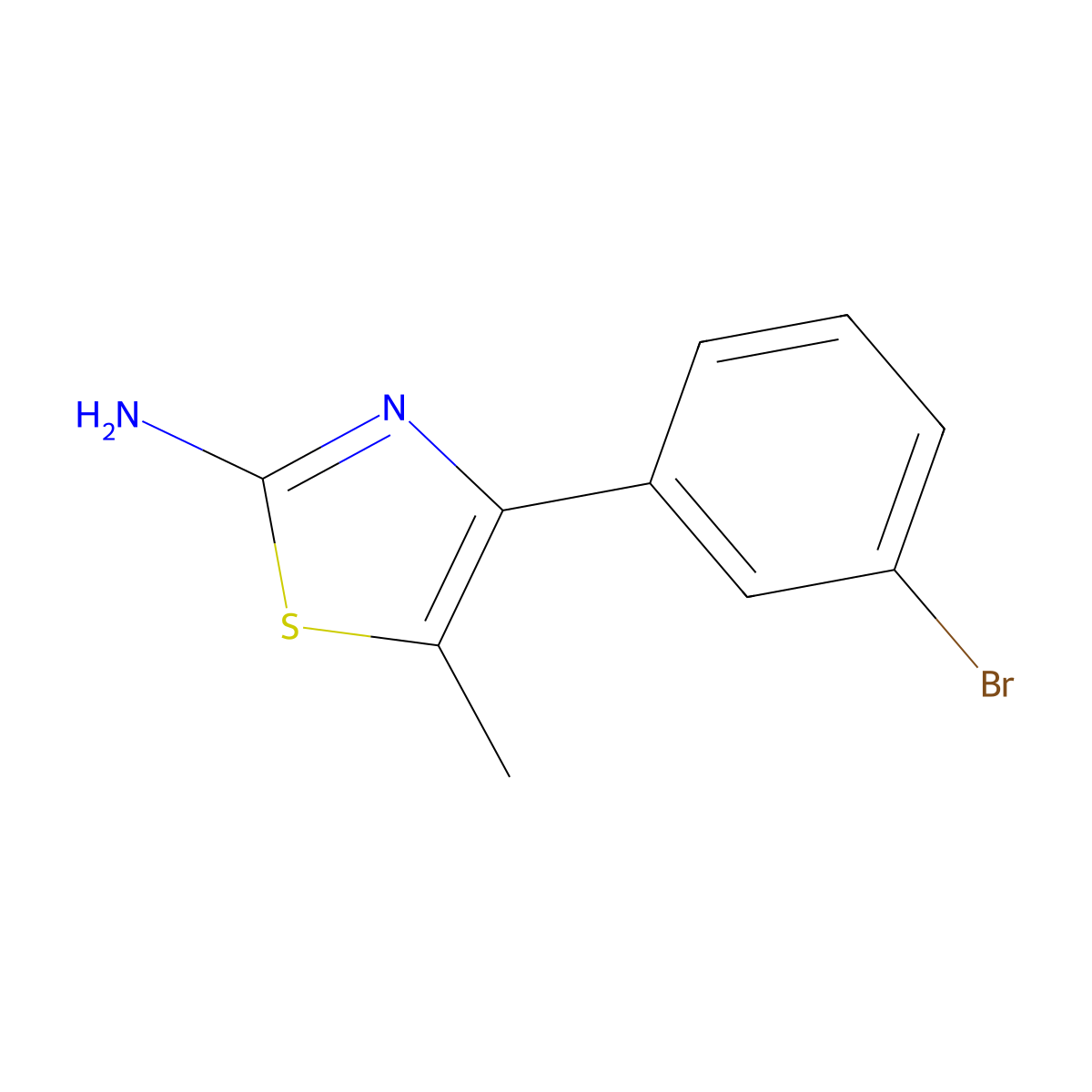4-(3-Bromo-phenyl)-5-methyl-thiazol-2-ylamine molecular structure, CAS 1510426-79-5