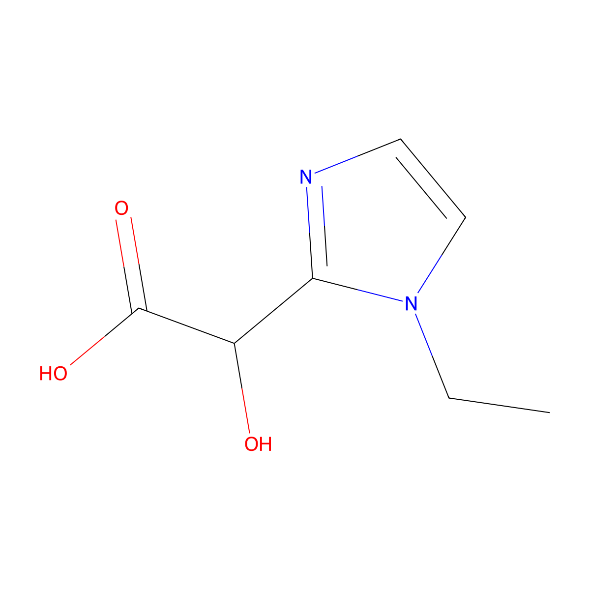 2-(1-ethyl-1H-imidazol-2-yl)-2-hydroxyacetic acid molecular structure, CAS 1510432-88-8