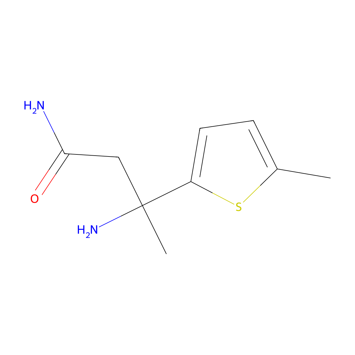 3-Amino-3-(5-methylthiophen-2-yl)butanamide molecular structure, CAS 1510434-50-0